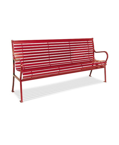 Hamilton Series Bench with Back - Steel Slats - Horizontal Slats with Arms