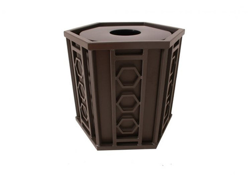 Huntington Series Trash Receptacle w/ Plastic Liner - Hexagon Design - 51-HXFT