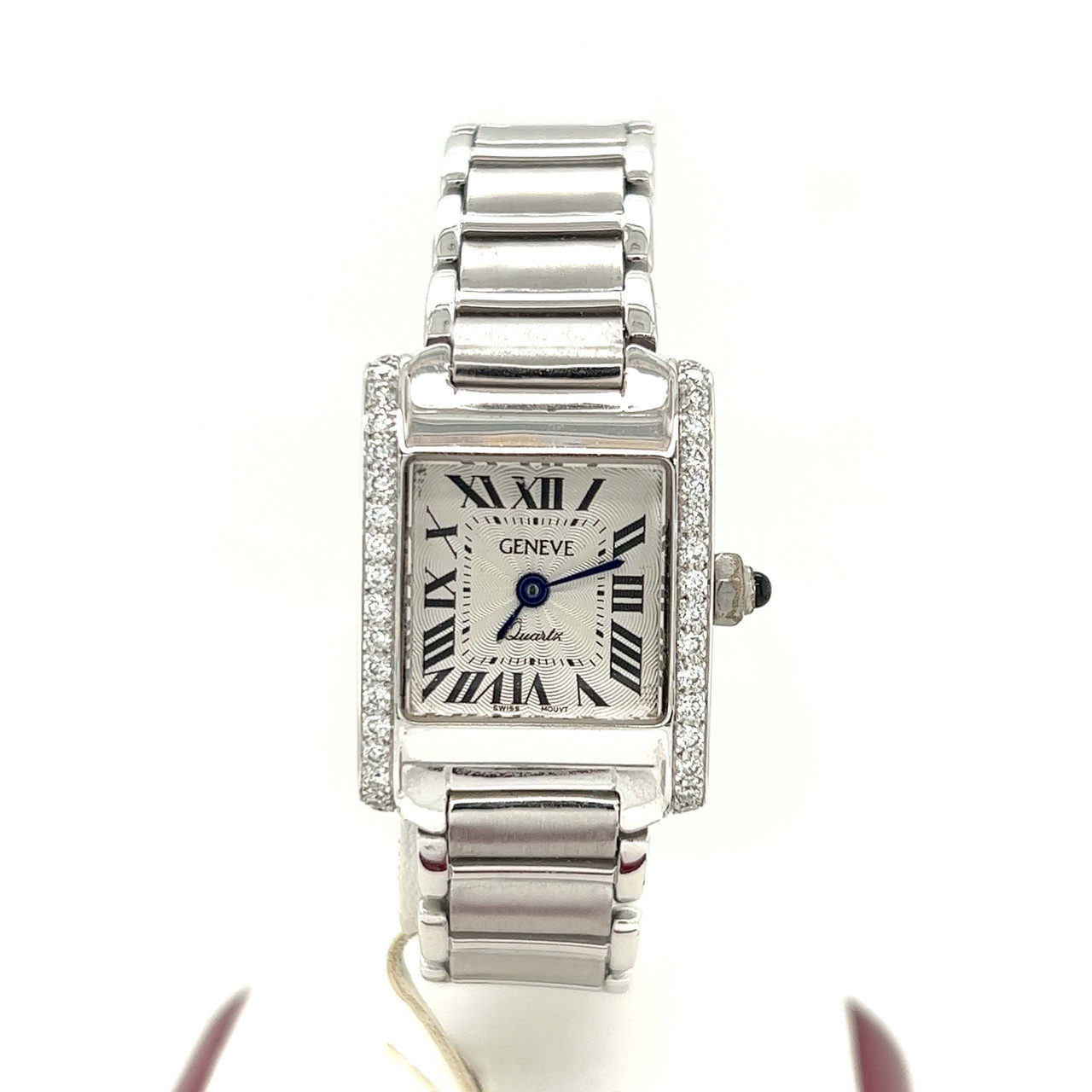 14 KT White Gold Geneve Diamond Watch