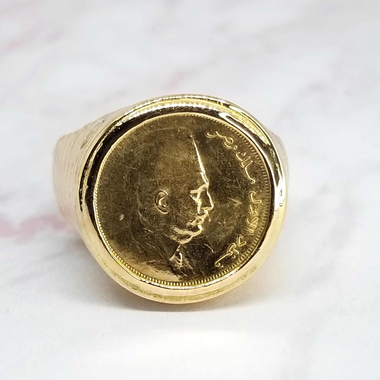 18 KT King Fouad Gold Coin Ring - Jewels By Joe