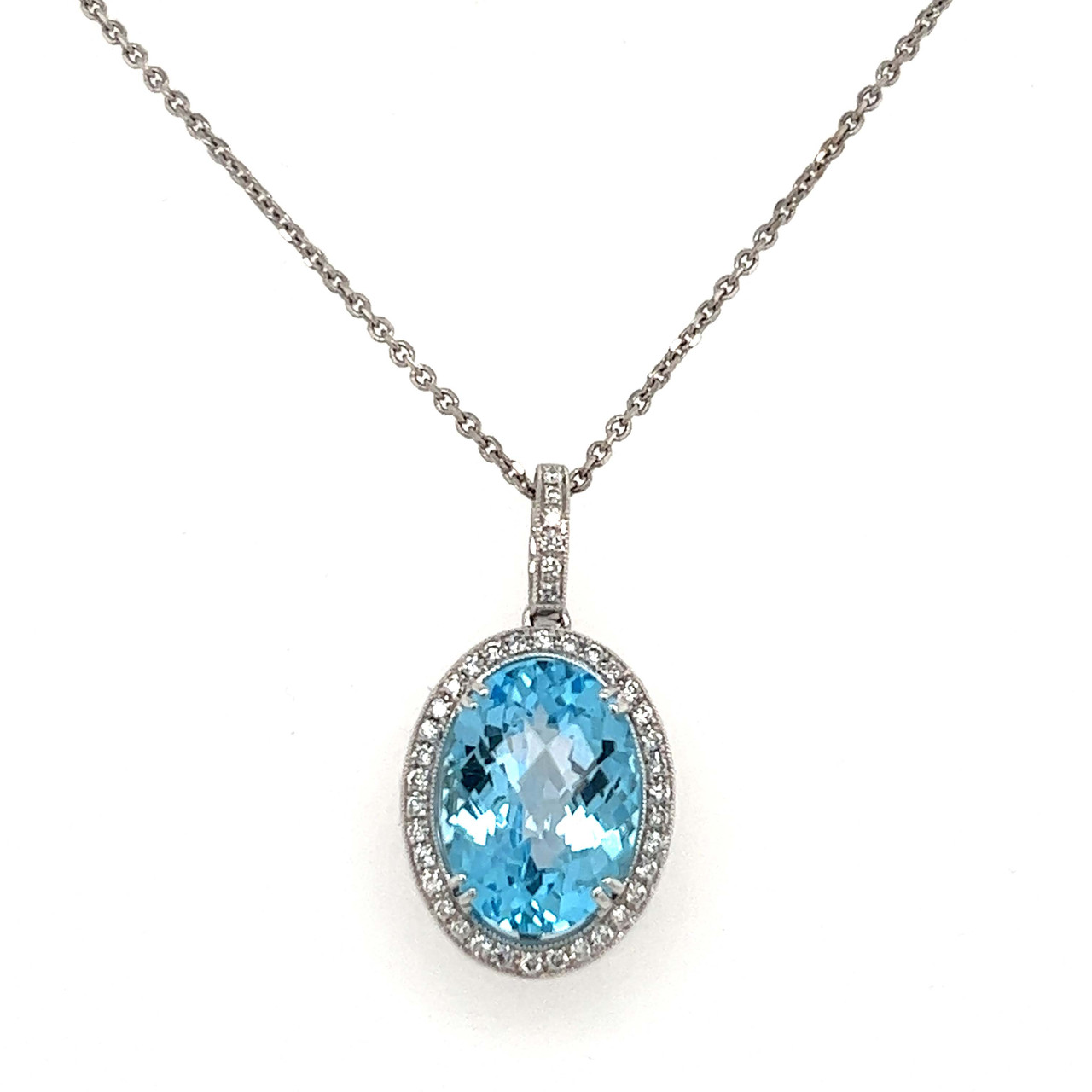 STUNNING ~ Aquamarine & Diamond Pendant – Fancy Flea Antiques