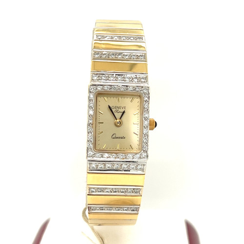 14 KT white and yellow gold Geneve diamond watch