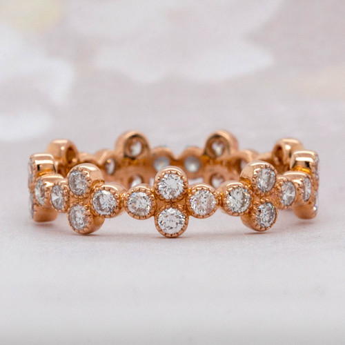 Rose Gold Floral Eternity Band 