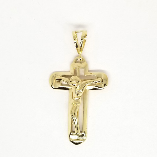 14 KT yellow gold crucifix cross pendant