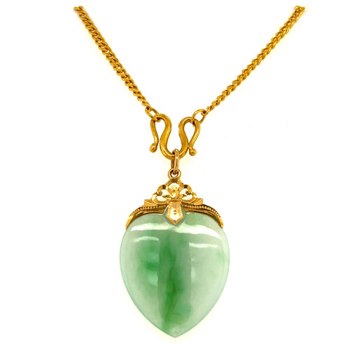 23 KT yellow gold jade necklace