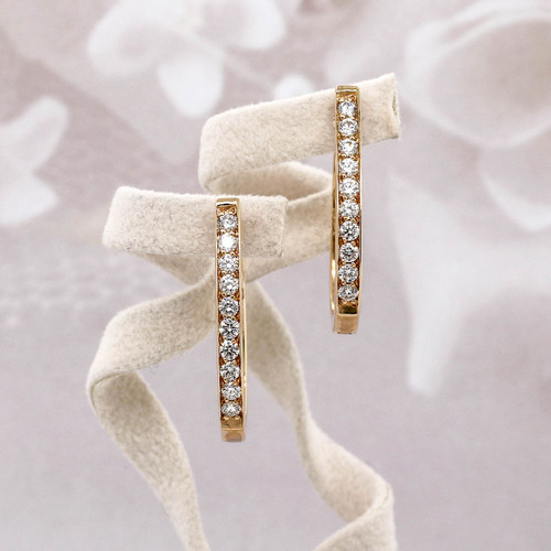 Oval Shape Diamond Hoop Earrings