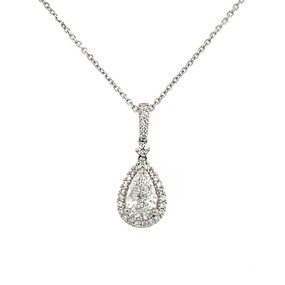 Pear shape Halo Diamond Pendant