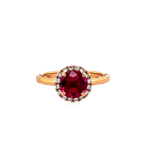 Halo Pink Tourmaline and Diamond Ring