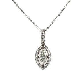 Marquise diamond halo pendant