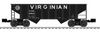 Pre-order for Lionscale  Pack of 3 Virginian 2 bay Ribbed Side hopper cars,  3 rail,Convertable to 2 Rail