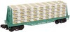 Atlas O Industrial Rail GN ( green )  bulkhead Flat car with load, 3 rail, 027 (semi-scale)