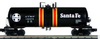 MTH Premier Santa Fe (center stripes) 40' Modern Tank Car, 3 rail