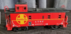 MTH Premier Santa Fe rivited steel offset cupola Caboose , 3 rail, 