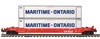 MTH Premier CP husky stack car with Maritime Ontario   containers, 3 rail