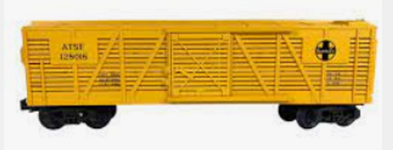 1995 MTH Rail King semi-scale Santa Fe 40' Stock Car (yellow ) , 3 rail, likew new condition