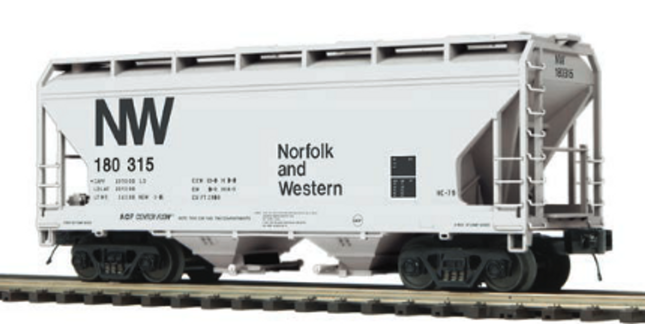 Pre-order for Atlas  Premier N&W  2   bay centerflow covered hopper car, 3 rail or 2 rail