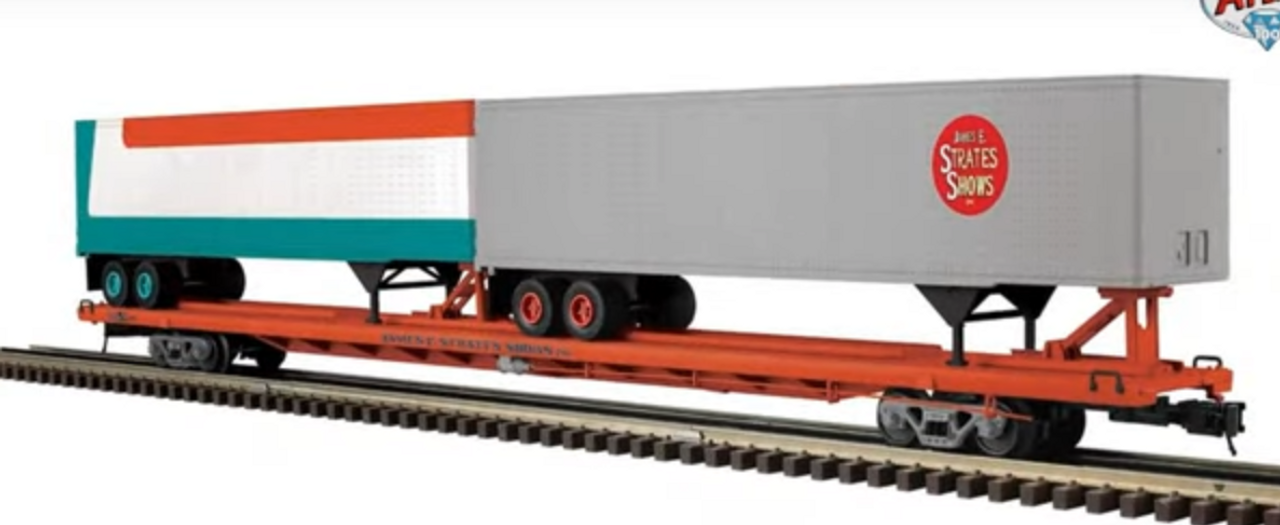 pre-order for Atlas O TTX  Strates shows  #38   89'  intermodal flat car with 2 trailers, 3 rail or 2 rail