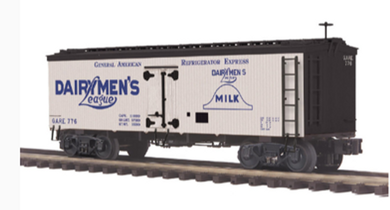 Pre-order for MTH Premier Dairymens League  36'' wood reefer, 3 rail or 2 rail