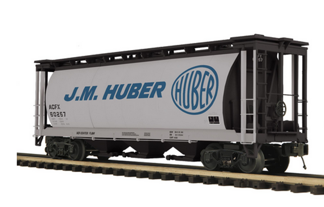 Pre-order for MTH Premier  JM Huber  3 bay cylindrical  covered hopper car, 3 rail