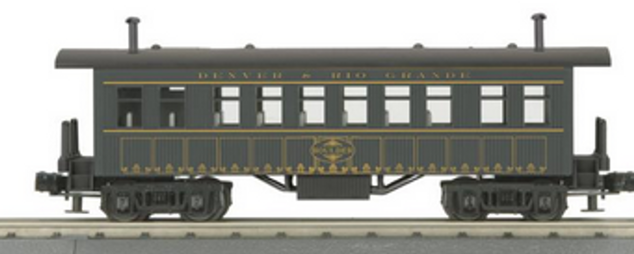 Pre-order for MTH Railking "not too far from scale" 3 car set of Rio Grande 1860's  Overton passenger cars,  3 rail Pre-order for MTH Railking "not too far from scale" 3 car set of Rio Grande 1860's  Overton passenger cars,  3 rail