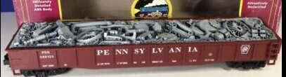MTH Premier PRR  Mill Gondola Car with Junk Load, 3 rail