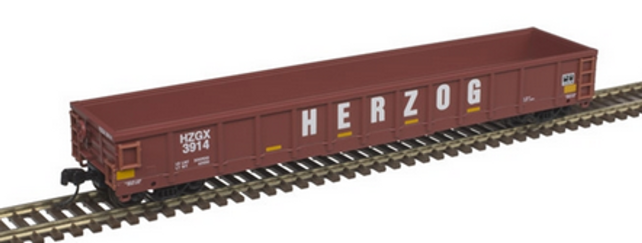 Pre-order for PDT special run  MTH Premier Herzog 50' gondola with rail load or pipe load 3 rail