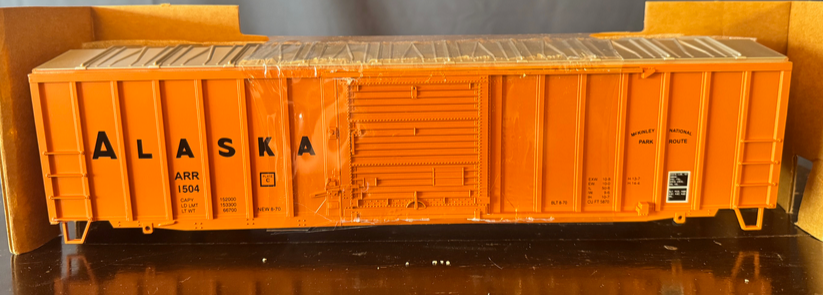 Weaver Alaska Railroad (orange) )  50' ACF  box car, 3 rail or 2 rail