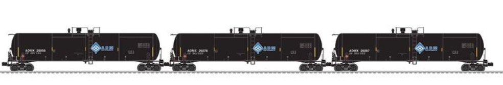 Pre-order for 3-Pack of Lionel O 30,000 Gallon ADM Ethanol tank  car, 3 rail