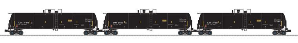 Pre-order for 3-Pack of Lionel O 30,000 Gallon GATX Ethanol tank  car, 3 rail