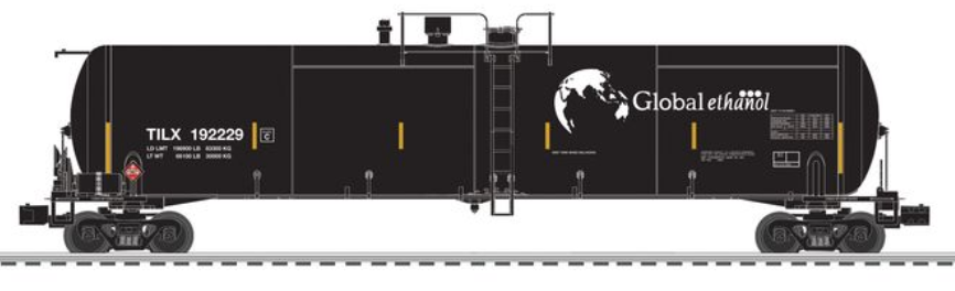 Pre-order for 3-Pack of Lionel O 30,000 Gallon Global Ethanol tank  car, 3 rail