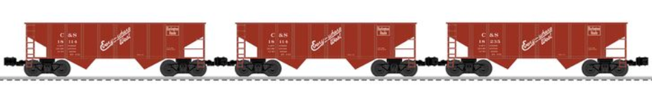 Pre-order for Lionscale  Pack of 3 CB&Q/C&S 2 bay Ribbed Side hopper cars,  3 rail,Convertable to 2 Rail