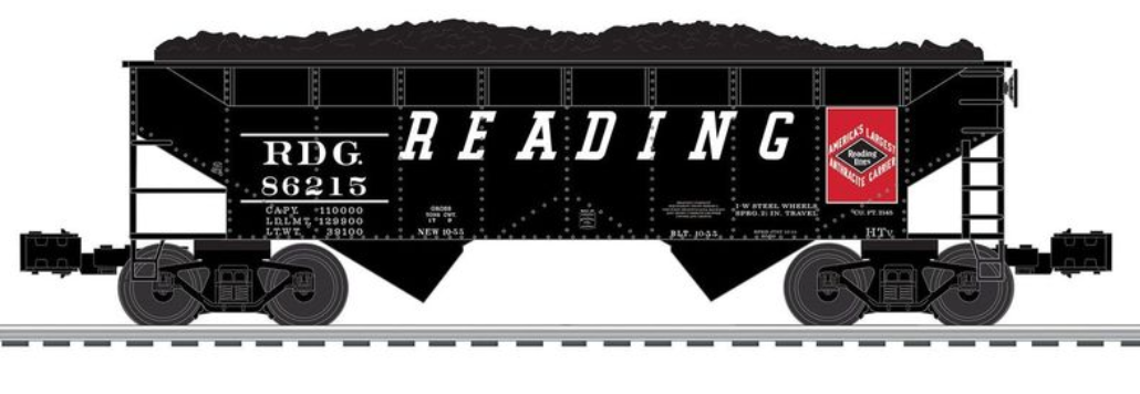 Pre-order for Lionscale  Pack of 3 Reading (Speed Lettering) 2 bay offset hopper cars,  3 rail,Convertable to 2 Rail