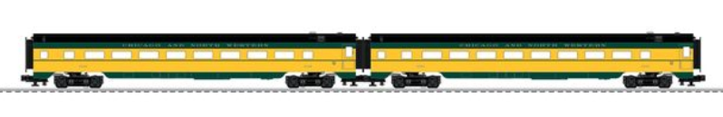 Pre-order for Lionel C&NW 21" Passenger Car 2 Pack, 3 Rail