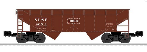 Pre-order for Lionscale (fmr weaver) 3 car set of SLSF (Frisco,  brow/white) 2 bay offset hopper car , 3 rail convertible to 2 rail