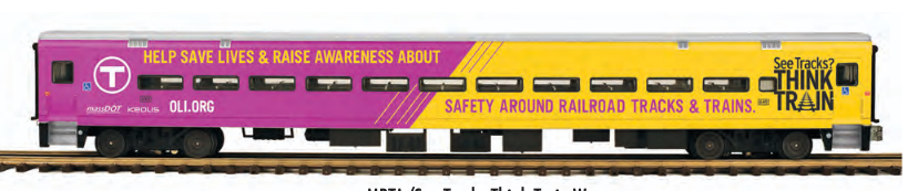 Pre-order for Atlas O MBTA Railroad safety  wrap comet coach car,   3 rail or 2 rail