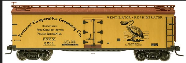 Atlas O special run Pelican Brand  40' wood reefer, 3 rail or 2 rail  
