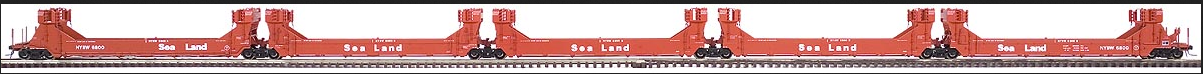 Atlas O  Sea Land  5 section double stack car (red), 2 rail, 