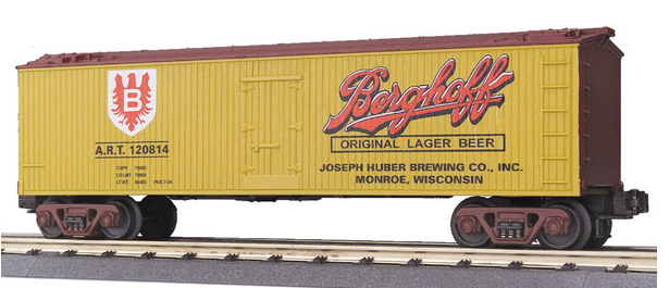 MTH Rail King Berghoff Beer woodside Reefer, 3 rail
