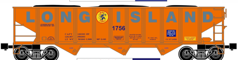 RMT LIRR 70-ton 3-Bay Hopper w/coal load, 3 rail
