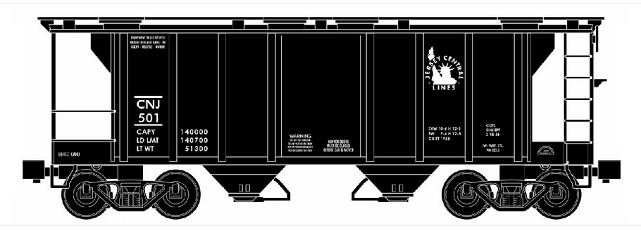 Pre-order for RMT CNJ PS-2 Style 2 Bay Covered hopper car , 3 rail.