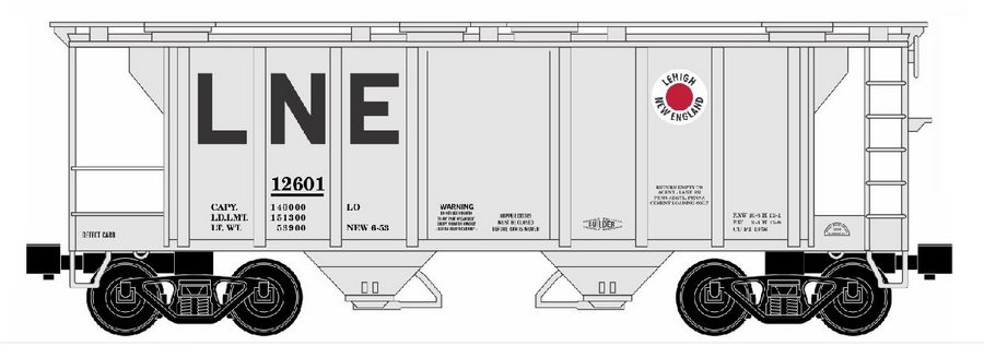 Pre-order for RMT LNE PS-2 Style 2 Bay Covered hopper car , 3 rail.
