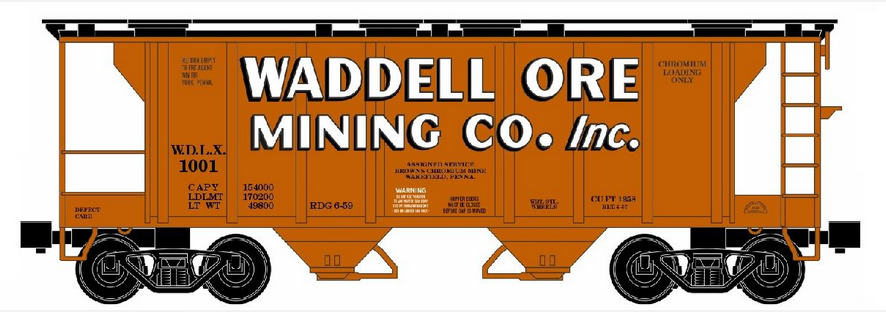 Pre-order for RMT Waddell PS-2 Style 2 Bay Covered hopper car , 3 rail.