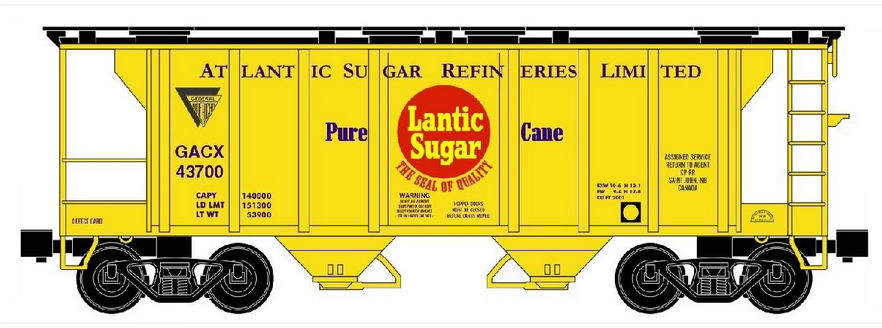 Pre-order for RMT Atlantic Sugar PS-2 Style 2 Bay Covered hopper car , 3 rail.