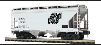 Atlas  Premier CNW  2 bay centerflow covered hopper car (gray), 3 rail or 2 rail