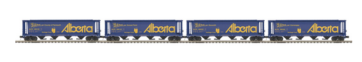 Pre-order for MTH Premier set of 4 Alberta  100 ton 60' covered hopper cars, 3 rail