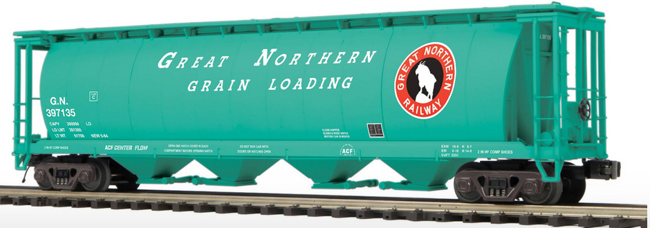 Pre-order for MTH Premier GN Grain Loading 100 ton 60' covered hopper car, 3 rail