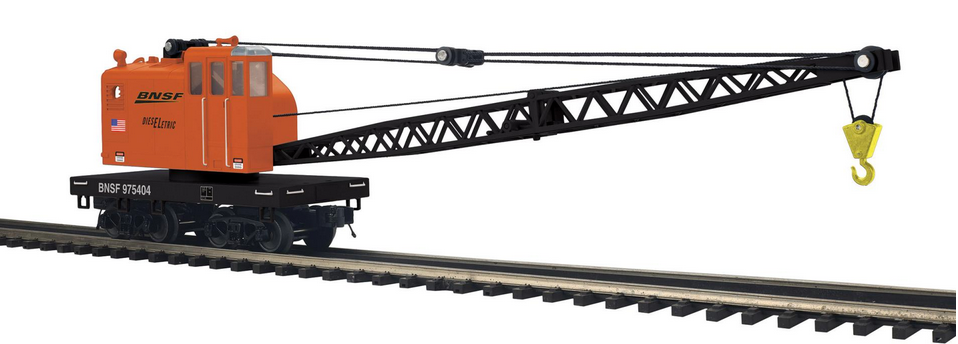 Pre-order for MTH Premier BNSF American Crane car with Matching 60' flat car, 3 rail