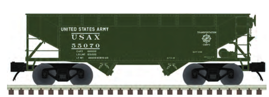 Pre-order for Atlas O US Army 2 bay offset  hopper car, 3 rail or 2 rail
