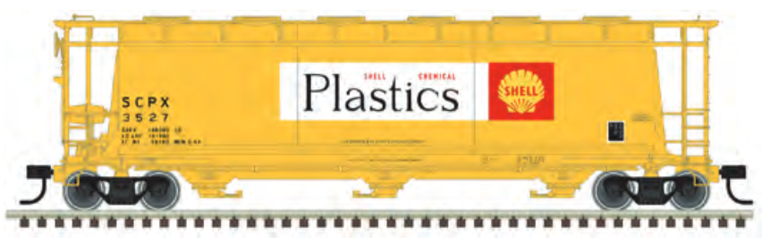 Pre-Order for Atlas O Shell Plastics cylindrical covered hopper car  , 3 rail or 2 rail