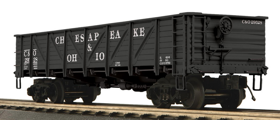 Pre-order  MTH Premier C&O composite  drop bottom 40' gondola, 3 rail or 2 rail